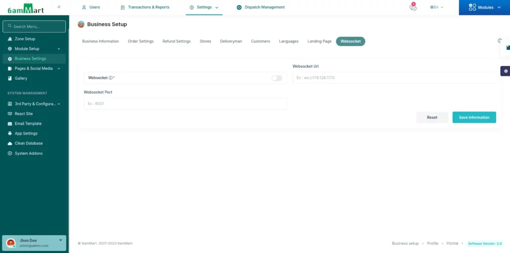 6amMart Doc Admin 3rd-Party System Configuration SS