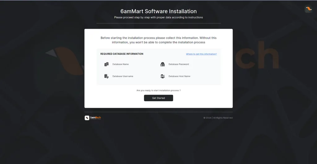 6amMart Doc Admin Installation Software Installation Page SS