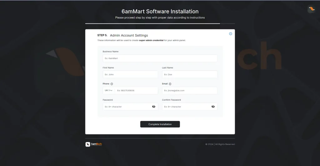 6amMart Doc Admin Installation Software Installation Step 05 SS