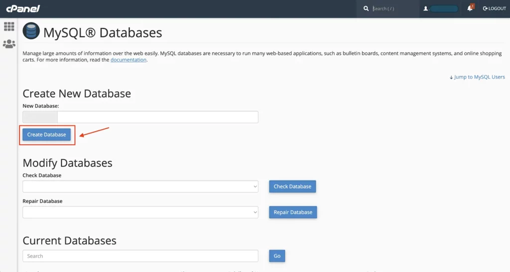 6amMart Doc Admin Application Create A New Database SS